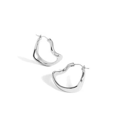 Potoska Women's Curved Maxi Hoop Earrings In Silver