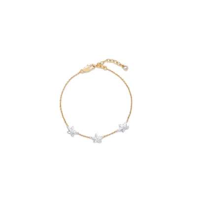 Potoska Women's Gold / Silver Luludi Flower Mix Metal Bracelet In Gold