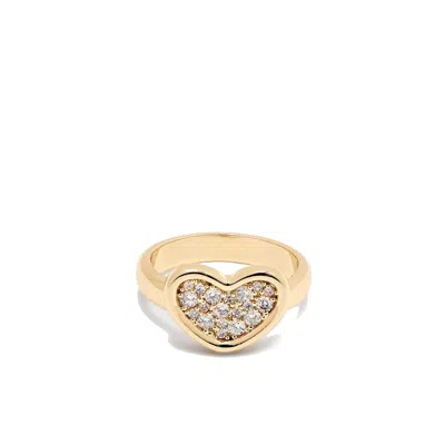 Potoska Women's Loff Heart Crystal Band Ring In Gold