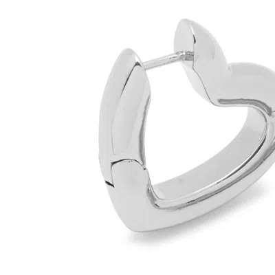 Potoska Women's Loff Mini Heart Hoop Earrings In Silver In Metallic