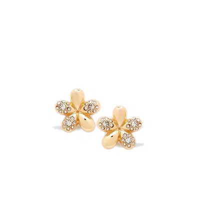 Potoska Women's Luna Mini Flower Crystal Stud Earring In Gold