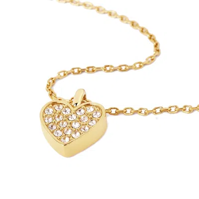 Potoska Women's Mini Heart Pave Necklace In Gold And Crystals In Brown