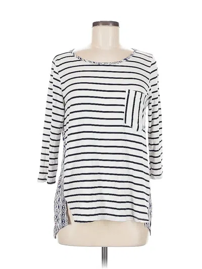 Pre-owned Potter's Pot 3/4 Sleeve Top White Boatneck Tops