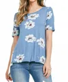 Potter's Pot Floral Button Back Blouse In Blue In Blue
