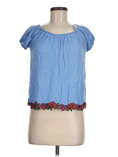 Pre-owned Potter's Pot Short Sleeve Blouse In Blue