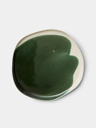 Pottery & Poetry Hand-glazed Porcelain Dinner Plates (set Of 4)  Abask Gift Set In Green