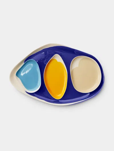 Pottery & Poetry Hand-glazed Porcelain Long Serving Tray  Abask Luxury Gift In Multi