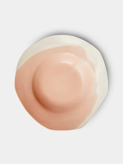 Pottery & Poetry Hand-glazed Porcelain Pasta Plates (set Of 4)  Abask Gift Set In Pink