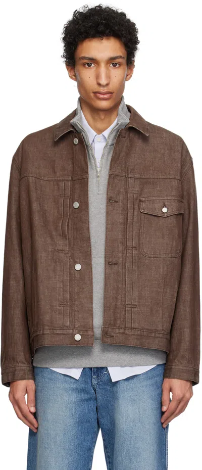 Pottery Brown Relaxed Denim Jacket In Bw Brown