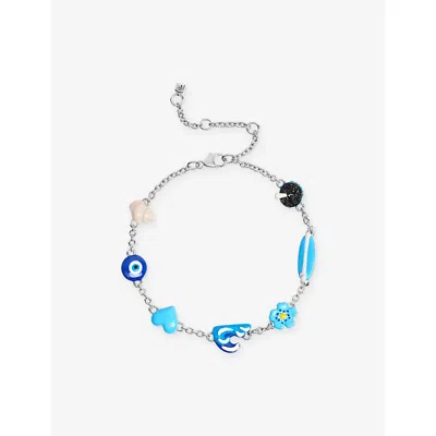 Poubel Mens Azure Sterling-silver Charm Bracelet Blue