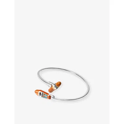 Poubel Mens Cigar Bateau Enamelled Sterling Silver Bangle