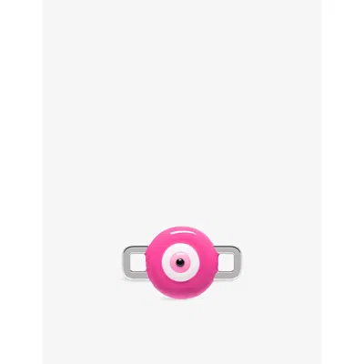 Poubel Mens Evil Eye Sterling Silver And Enamel Charm Pink
