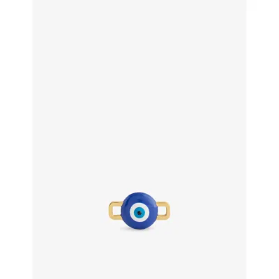 Poubel Mens Gold Blue Evil Eye Sterling-silver Enamelled Charm