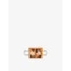 Poubel Mens  Backgammon Sterling-silver Enamelled Charm In Orange