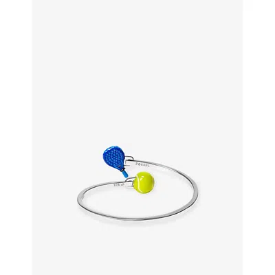 Poubel Mens Padel Tennis Enamelled Sterling Silver Bangle