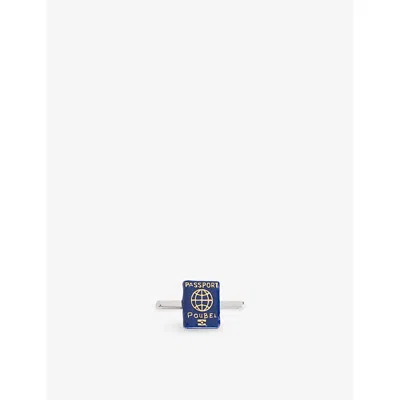Poubel Mens Passport Sterling-silver And Enamel Charm Blue