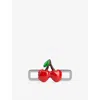 Poubel Mens Cherry Sterling-silver And Enamel Charm In Silver