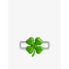 Poubel Mens Clover Sterling-silver And Enamel Charm In Silver