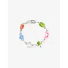 Poubel Mens Grn Ble Org Pnk Gry Colton Rhodium-plated Sterling-silver Enamelled Charm Set In Multi