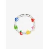 Poubel Mens Exclusive Rhodium-plated Sterling-silver Enamelled Charm Bracelet Set In Silver