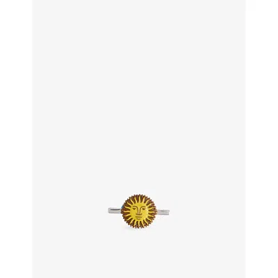 Poubel Mens  St Moritz Sun Sterling-silver And Enamel Charm In Yellow