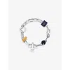Poubel Mens Tax-optimiser Set Rhodium-plated Sterling-silver Charm Bracelet In Silver
