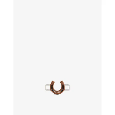 Poubel Mens Silver Brown Horseshow Sterling-silver And Enamel Charm
