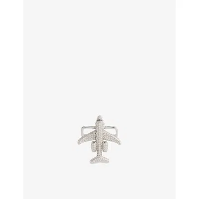 Poubel Mens  Aeroplane Jet Stoneset Sterling-silver Charm