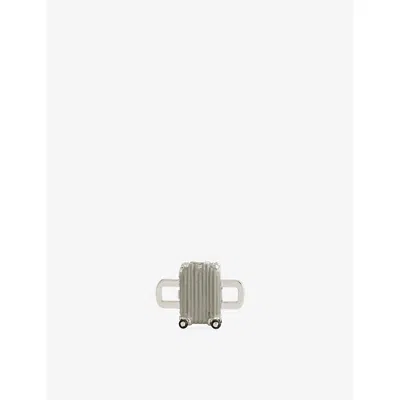 Poubel Mens Silver Gray Suitcase Sterling-silver And Enamel Charm