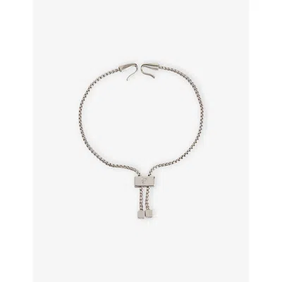 Poubel Mens Single Charm Rhodium-plated Sterling-silver Bracelet In Metallic