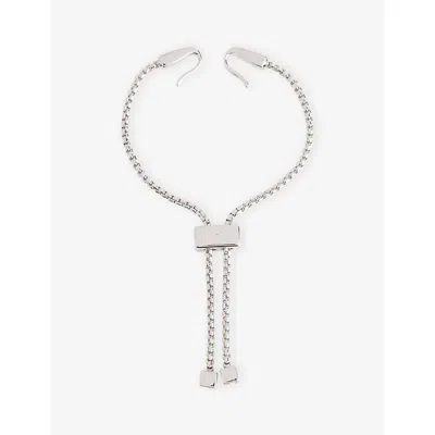 Poubel Mens Single Charm Rhodium-plated Sterling Silver Bracelet