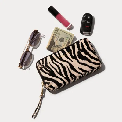 Pouch Expanded Zip  - Zebra/gold In Black
