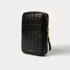 Pouch Large Expanded  - Black Croc/gold