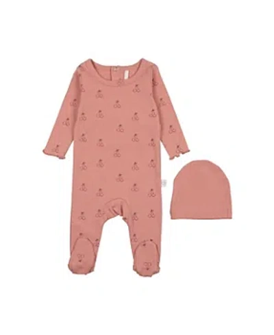 Pouf Baby Girls' Cherry Print Footie - Baby In Pink