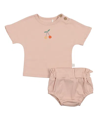 Pouf Baby Girls' Top And Bottom Cherry Set - Baby In Pink