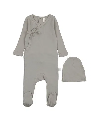 Pouf Baby Unisex Faux Wrap Footie - Baby In Light Grey