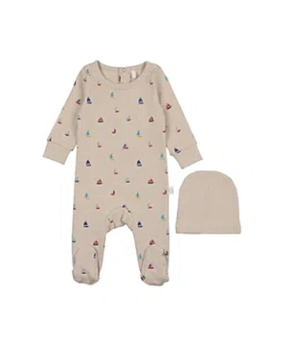 Pouf Baby Unisex Sailboat Print Footie - Baby In Brown