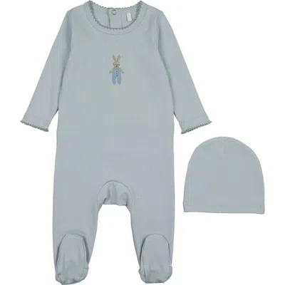 Pouf Bunny Graphic Footie For Baby Boy In Blue