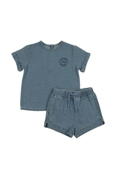 Pouf Babies'  Denim Boy Set For Infant In Blue