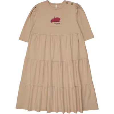 Pouf Kids'  French 3/4 Sleeve Dress For Girl In Brown