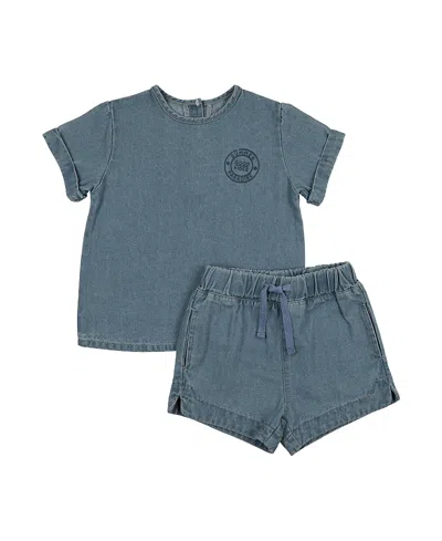 Pouf Girls' Denim Set - Little Kid In Blue