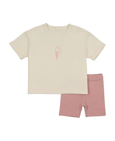 Pouf Girls' Oversized Tee Set - Little Kid In Pink