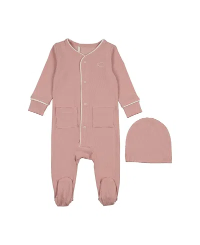 Pouf Girls' Ribbed Grandpa Footie - Baby In Pink