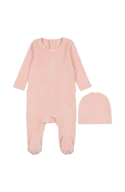 Pouf Babies'  Girls Velour Embroidered Footie In Pink