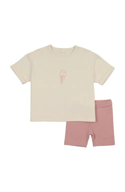 Pouf Babies'  Oversized Tee Set For Girl In Pink