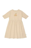 Pouf Pear Graphic 3/4 Sleeve Dress In Cream