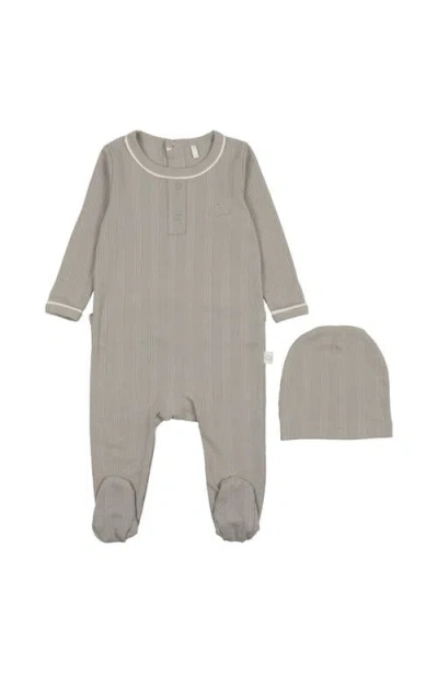 Pouf Babies'  Ribbed Grandpa Footie In Dusty Blue