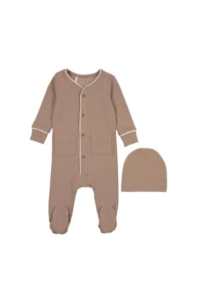 Pouf Ribbed Grandpa Footie For Baby Boy In Brown