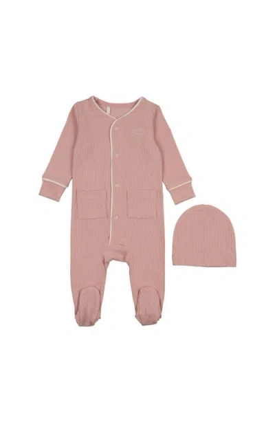 Pouf Ribbed Grandpa Footie For Baby Girl In Pink