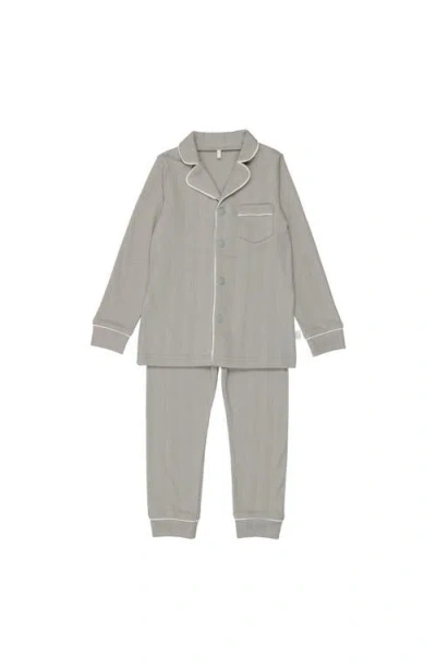 Pouf Babies'  Ribbed Grandpa Pj In Dusty Blue
